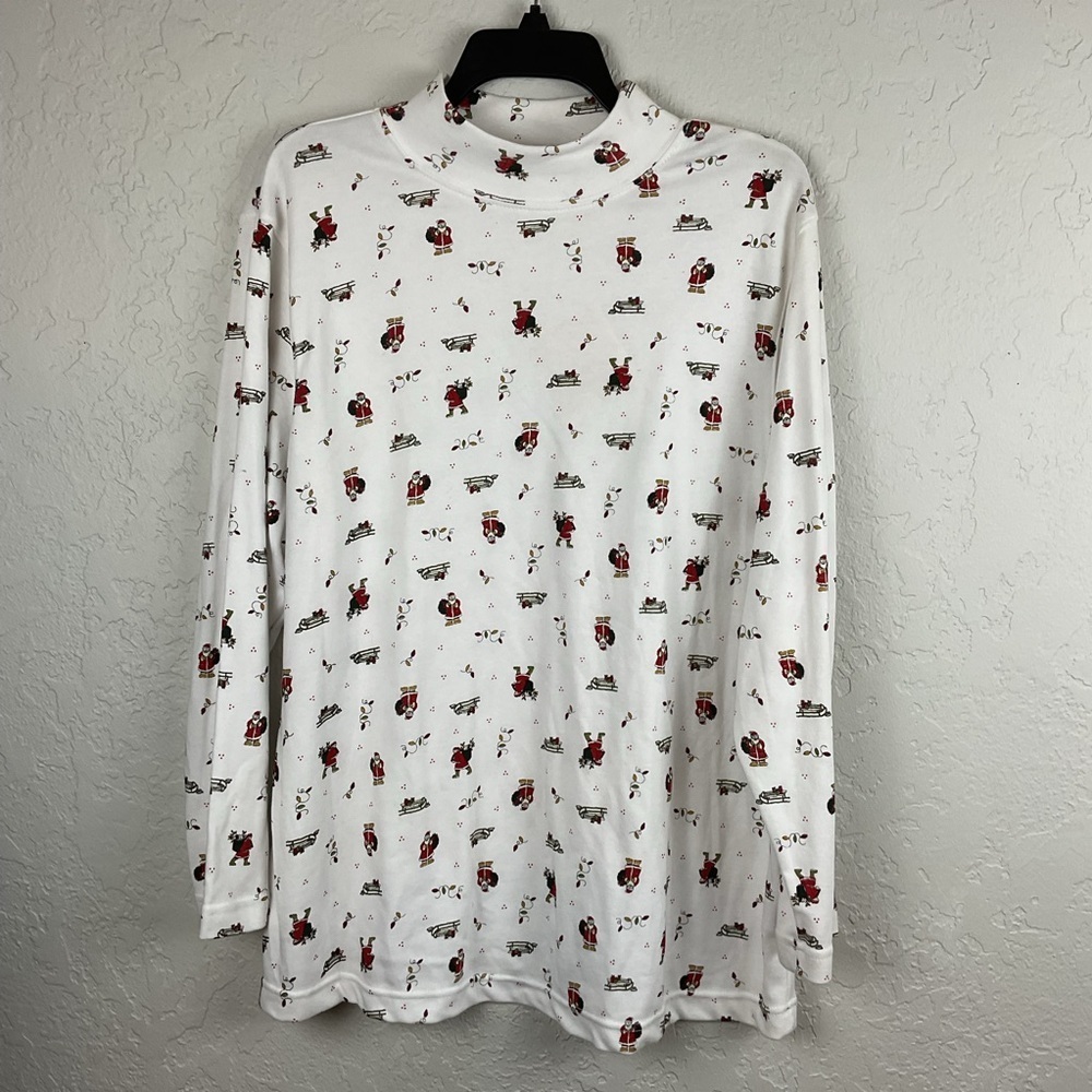 NWT Bobbie Brooks Santa Sleigh Christmas Mock Neck Long Sleeve  Shirt